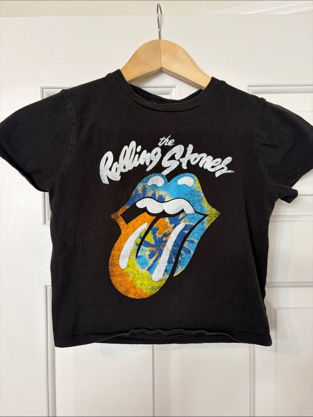 The Rolling Stones Kids Black Tee with Multicolor Tongue Graphic